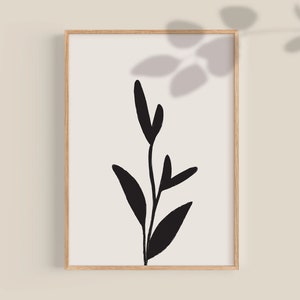 Abstract Botanical Print Flower Wall Art Print Neutral Black Beige Flower Print Boho Printable Art Floral Illustration Botanical Poster