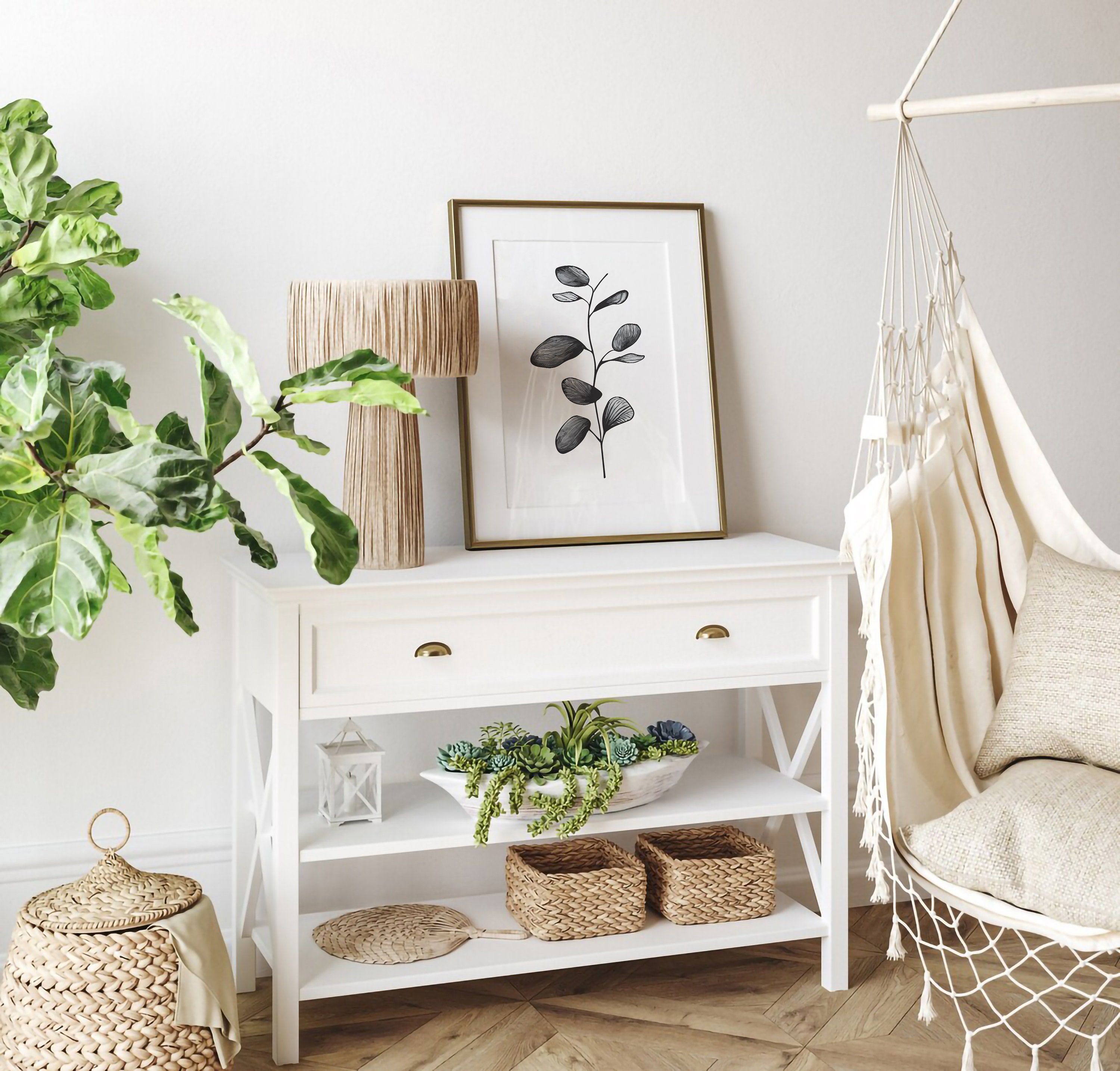 Dazzlewall 4er Set Aquarell Wandbilder - Botanische Kunstdrucke 20x25cm Ungerahmt