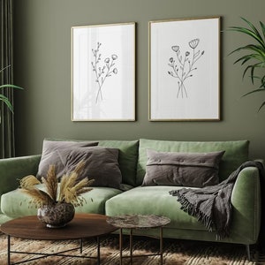 Enhance your space with a stunning set of Flower Line Art Prints – a collection of 3 exquisite Floral Prints that radiate elegance and charm, perfect for Flower Wall Art enthusiasts