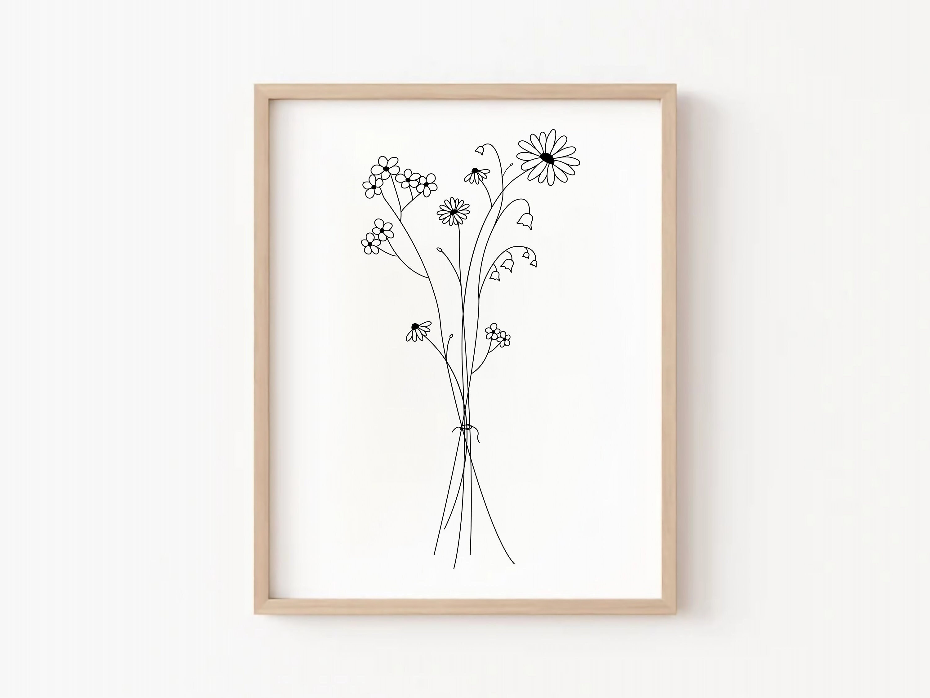Flower Line Art Floral Print Botanical Wall Art Minimal Floral Print ...