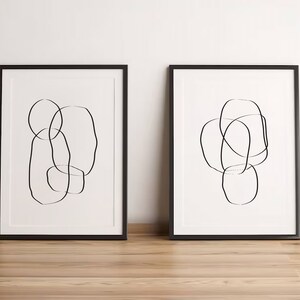 Abstract Line Art Prints Minimal Sketch Black and White Poster Abstract ...