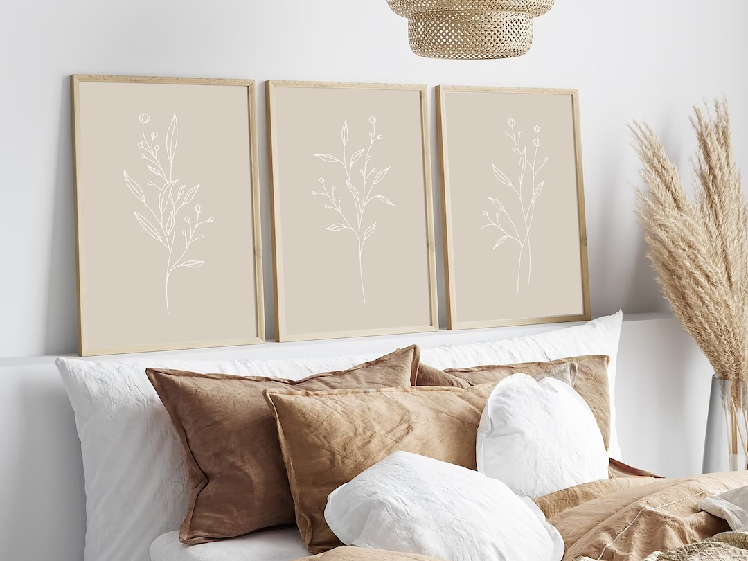Flower Line Art Botanical Print Set of 3, Wild Flowers Home Decor ...