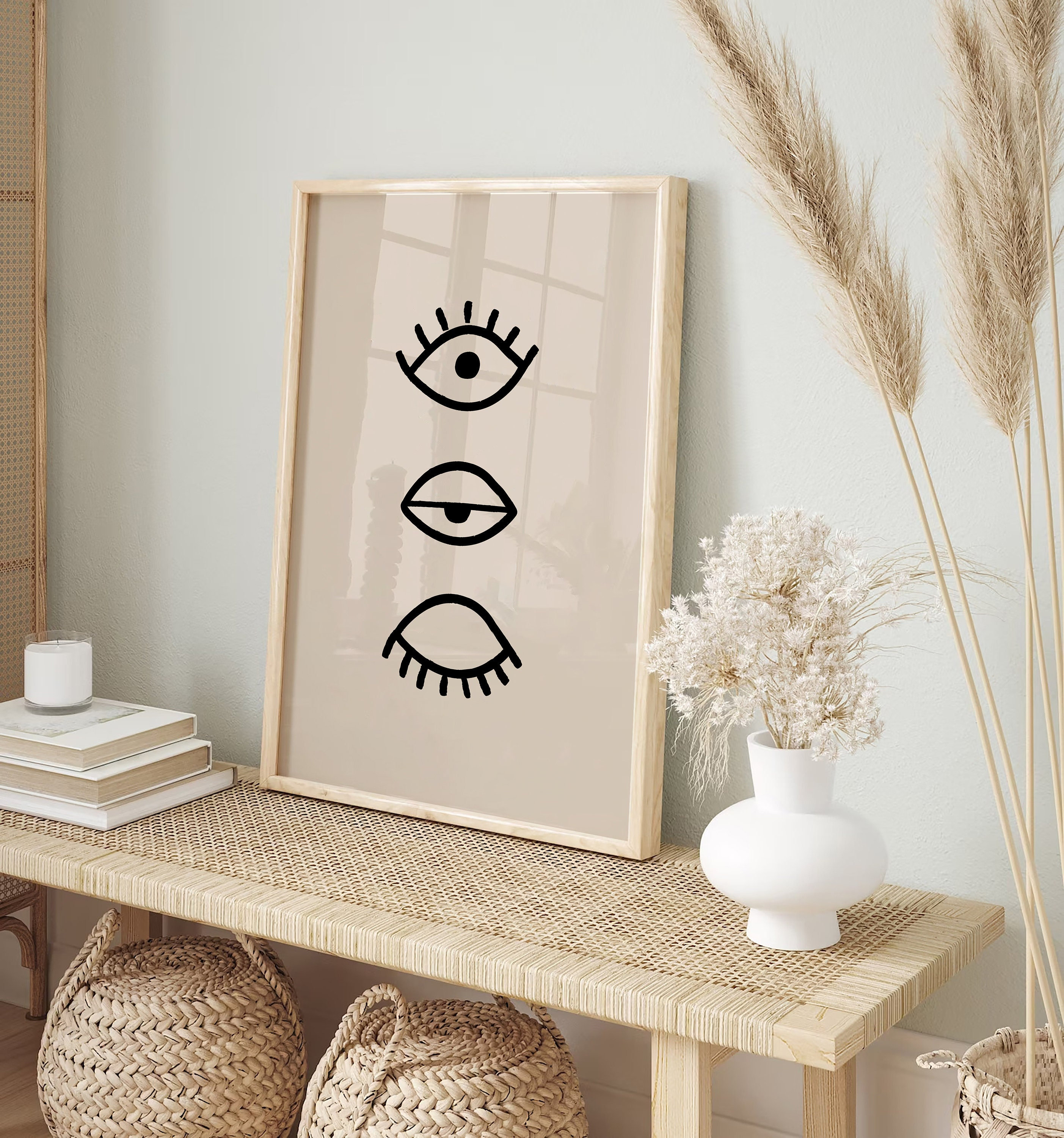 Eye Line Drawing Art Print Minimal Line Art Eye Poster Boho Wall Art Mid Century Eyelash Poster Black Line Art Eyes