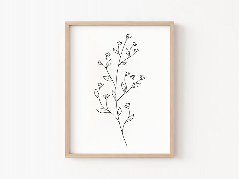 Flower Line Art Prints Set of 2 Prints Floral Print Printable Wall Art ...