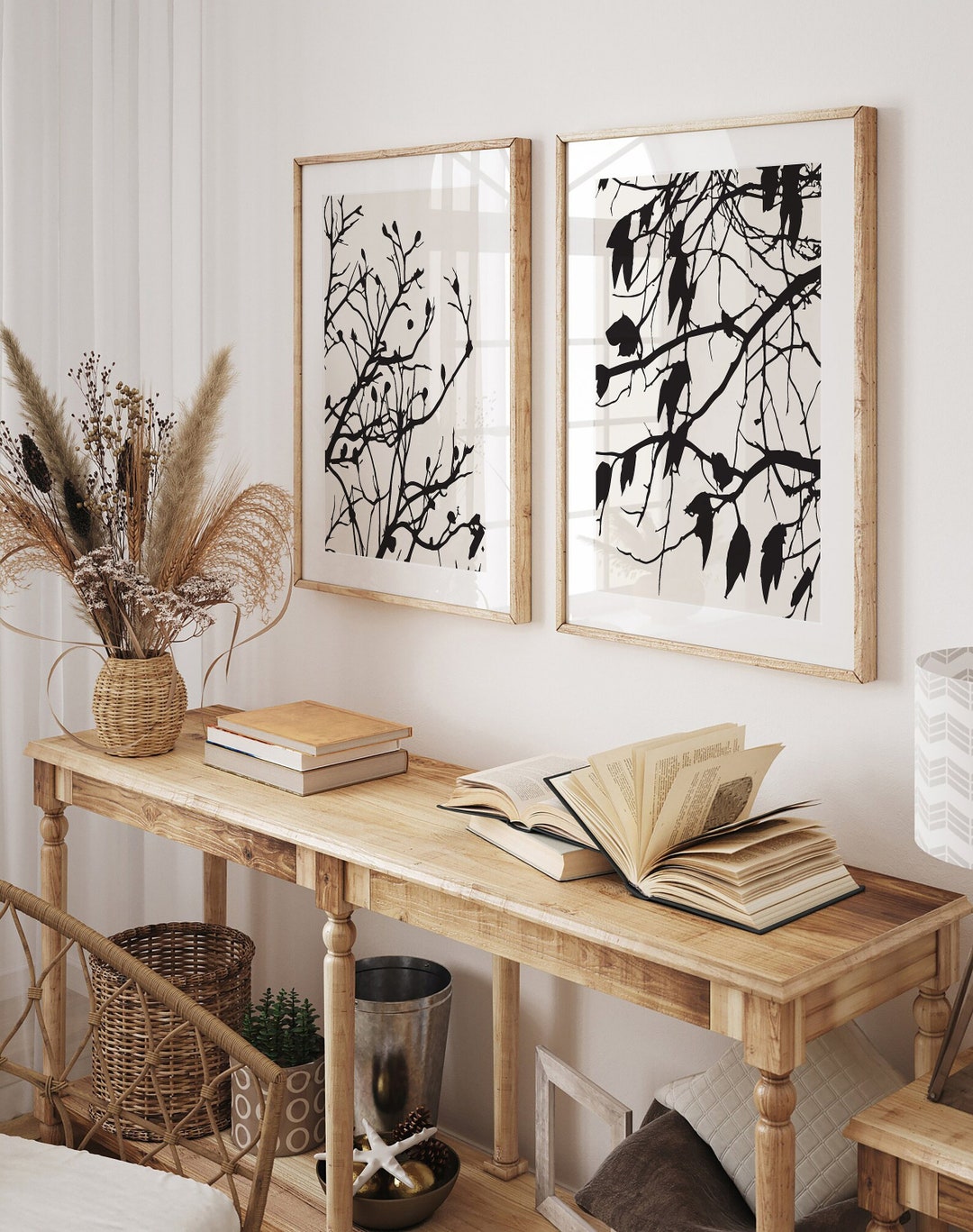 Abstract Botanical Gallery Wall Art Set of 2 Prints Flower Wall Art