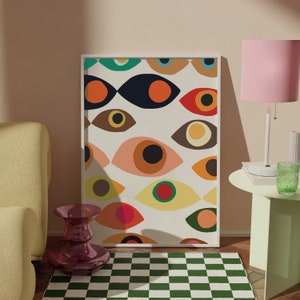 Quirky Colorful Eye Wall Art Eclectic Prints Retro Wall Art Evil Eye ...