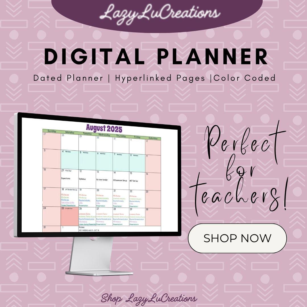 Digital Teacher Planner Google Sheets | Editable Monthly Layout Template | All Grade Level Planning Spreadsheet | Instant Download PDF