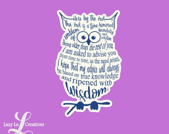 Here By The Owl Outline Sticker