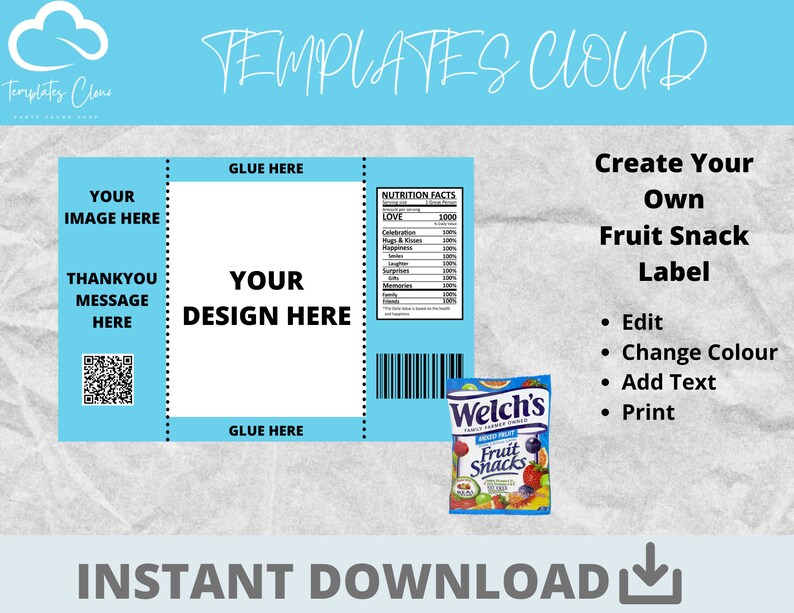 Fruit Snack Template Fruit Snacks Wrapper Fruit Snack Label - Etsy