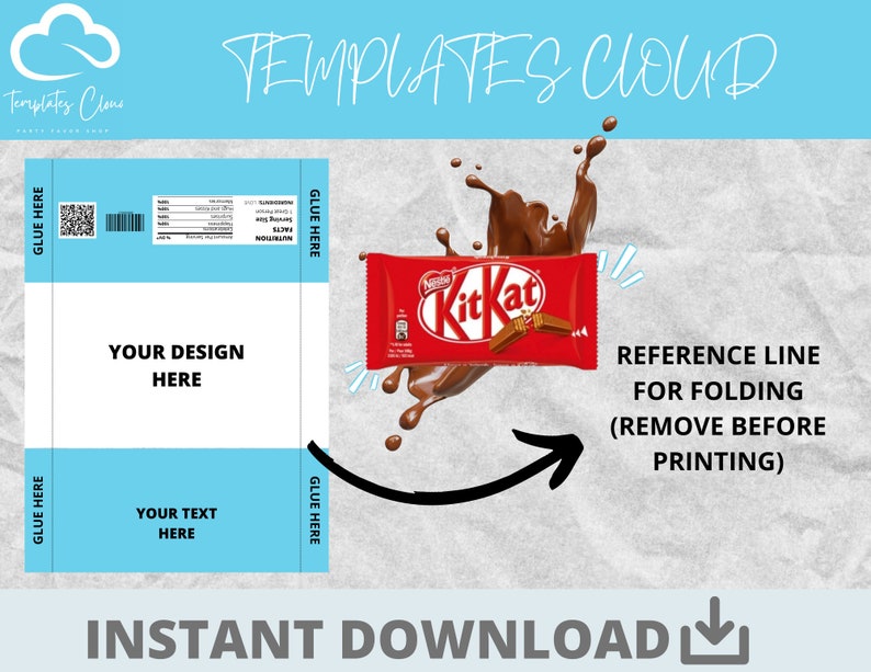 Kit Kat Wrapper Kit Kat Template Wrapper Template Chocolate Etsy