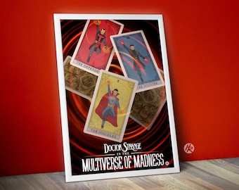 Doctor Strange Multiverse of Madness Tarot Cards 8.5x11 o 11x17 Color Print Wall Art, Marvel Comics MCU Poster Scarlet Witch Wandavision