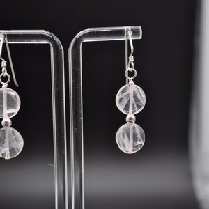 Rose quartz and sterling silver earrings
