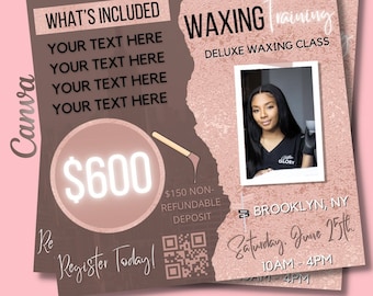 DIY Wax Class  Flyer | Deluxe Class | Social Media Flyer | Esthetician | Hair Removal | Flyer For Beginning Waxers