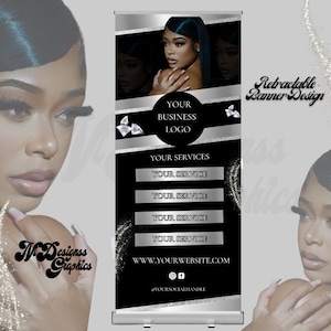 Retractable Banner Design | DIY Banner Design | Roll Up Banner | Editable Canva Template | Retractable Banner Pop Up Shop Event | Beauty