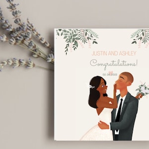 Carte de mariage personnalisée, Cadeau de mariage personnalisé, Carte de félicitations de mariage, Carte de mariage personnalisée, Carte de mariée et de marié, Félicitations