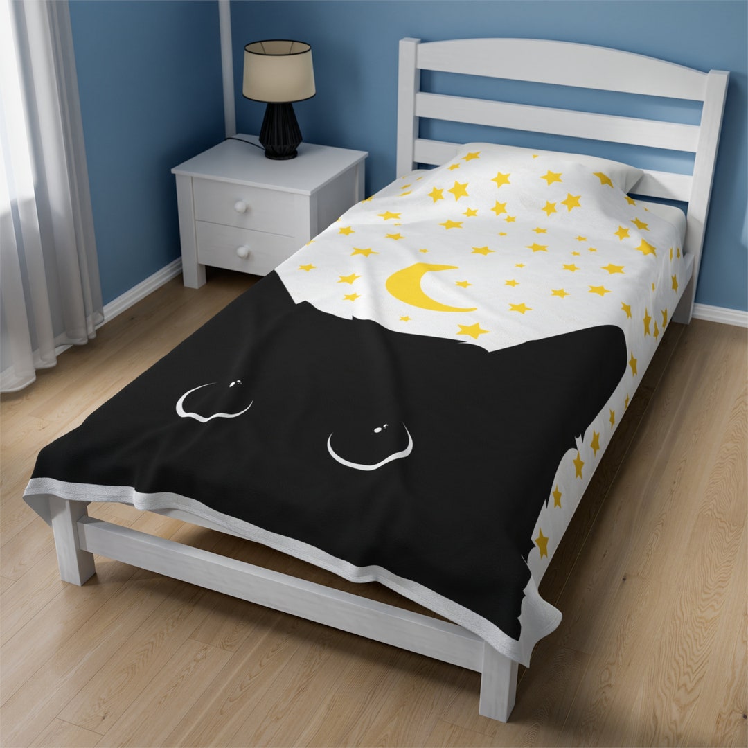 Black Cat Blanket Cute Cat Furry Throw Blanket Blanket for Etsy