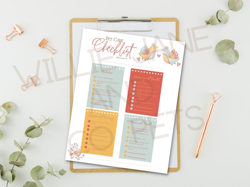 Bird Care Essentials Checklist Printable Pet Supply List New Etsy