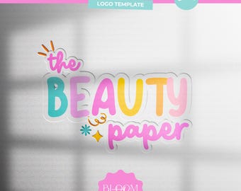 Editable Rainbow Logo Canva Template, Pastel Small Business Logo, Canva Logo, Instant Download, Editable Logo Design, Etsy Shop Branding
