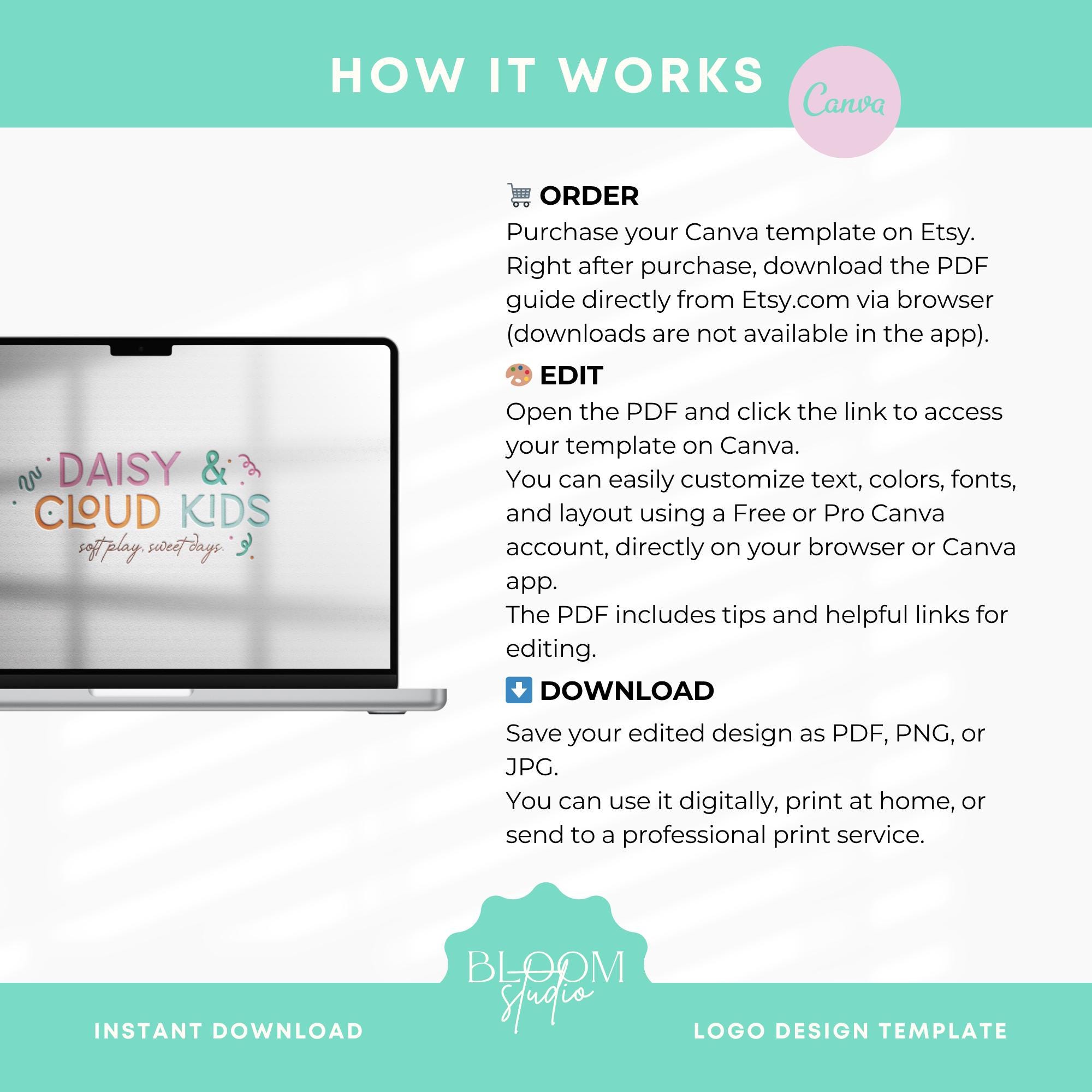 Editable Rainbow Logo Canva Template, Pastel Small Business Logo ...
