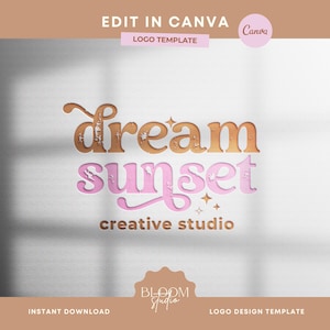 Premade Boho Logo Design For Small Business, Boho Logo Branding, Canva template, Retro Logo, , Editable Logo, Business Logo