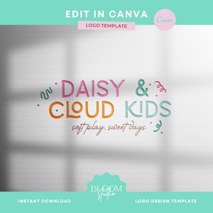 Editable Rainbow Logo Canva Template, Pastel Small Business Logo, Instant Download, Kids Logo, Editable Logo Design, Etsy Shop Branding