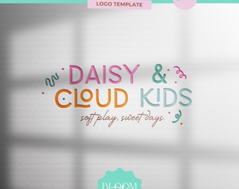 Editable Rainbow Logo Canva Template, Pastel Small Business Logo, Instant Download, Editable Logo Design, Etsy Shop Branding, Kids Logo