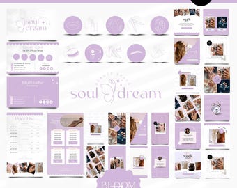 PLR-Digitalprodukte | Über 100 bearbeitbare Canva-Vorlagen | Vorgefertigtes Marken-Kit für Beauty-Unternehmen | PLR-Digitalprodukte