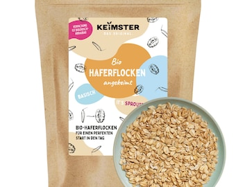 Bio Haferflocken - GEKEIMT - Vollkorn - Basisch - Kernig & ideal für Müsli - Aus EU-Landwirtschaft - Plastikfreie Verpackung