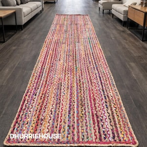 Handflätad jute Chindi-matta: Flerfärgad bomull i boho-stil (anpassad storlek)