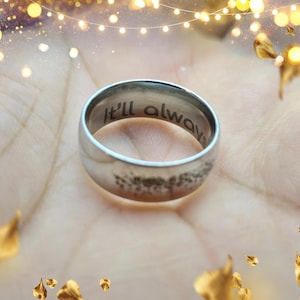 Fingerprint Engrave Ring, Handwriting Text Band Ring,Thumb impression Engraving Ring Band, Personalised Engraved Ring.