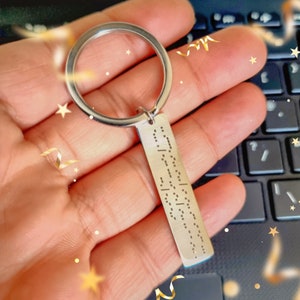 Personalised Morse Code Keychain Hidden Message,Txt or Morsecode Engraving,Perfect Gift For Best Friend,Anniversary,Birthdays,Party,BestWish