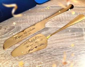 Personalised Permanently Engraved Cake Server, Slicer Set Wedding Birthday Anniversary Graduation celebration Party