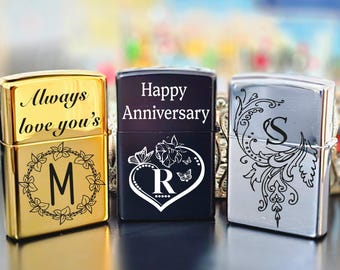 Gepersonaliseerde gegraveerde winddichte aansteker, aangepaste tekst en foto