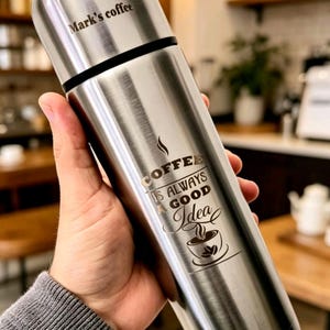 Personalized Engraved Stainless Steel Coffee Flask, Travel Mug, 500ml