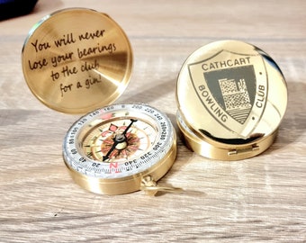 Gepersonaliseerde gegraveerd messing kompas, glow in dark, wandelcadeau
