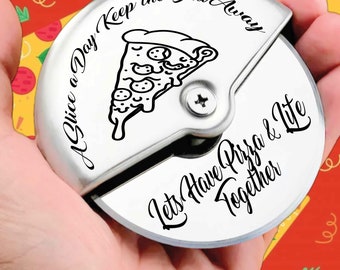 Personalizowany nóż do pizzy ze stali nierdzewnej, grawerowany prezent dla pary