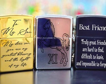 Gepersonaliseerde gegraveerde winddichte aansteker, aangepaste foto, logo, tekst