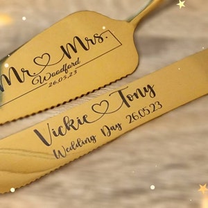 Personalised Engraved Cake Server, Slicer Set Wedding Birthday Anniversary Party