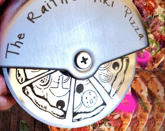 Personalisierte Gravierte Edelstahl Pizzaschneider, Runde Roller