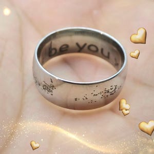 Fingerprint Engrave Ring, Handwriting Text Band Ring,Thumb impression Engraving Ring Band, Personalised Engraved Ring.