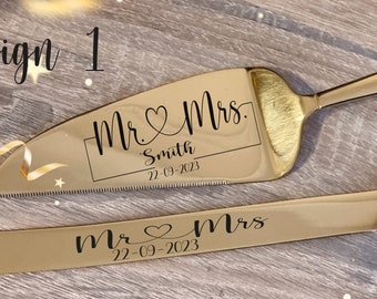 Juego de palas para tartas grabadas y personalizadas, regalo de aniversario de bodas