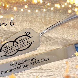 Personalised Engraved Cake Server, Slicer Set Wedding Birthday Anniversary Party