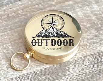 Gepersonaliseerde gegraveerd messing kompas, glow in the dark, wandelcadeau