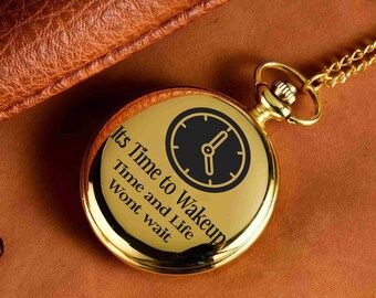 Personalised Engraved Quartz Pocket watch,Perfect gift for all occasions,Permanent Engraving any text logo design emoji watch