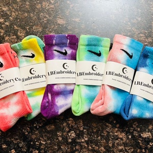 Hand Tie Dyed Nike Socks, custom, Dri Fit socks