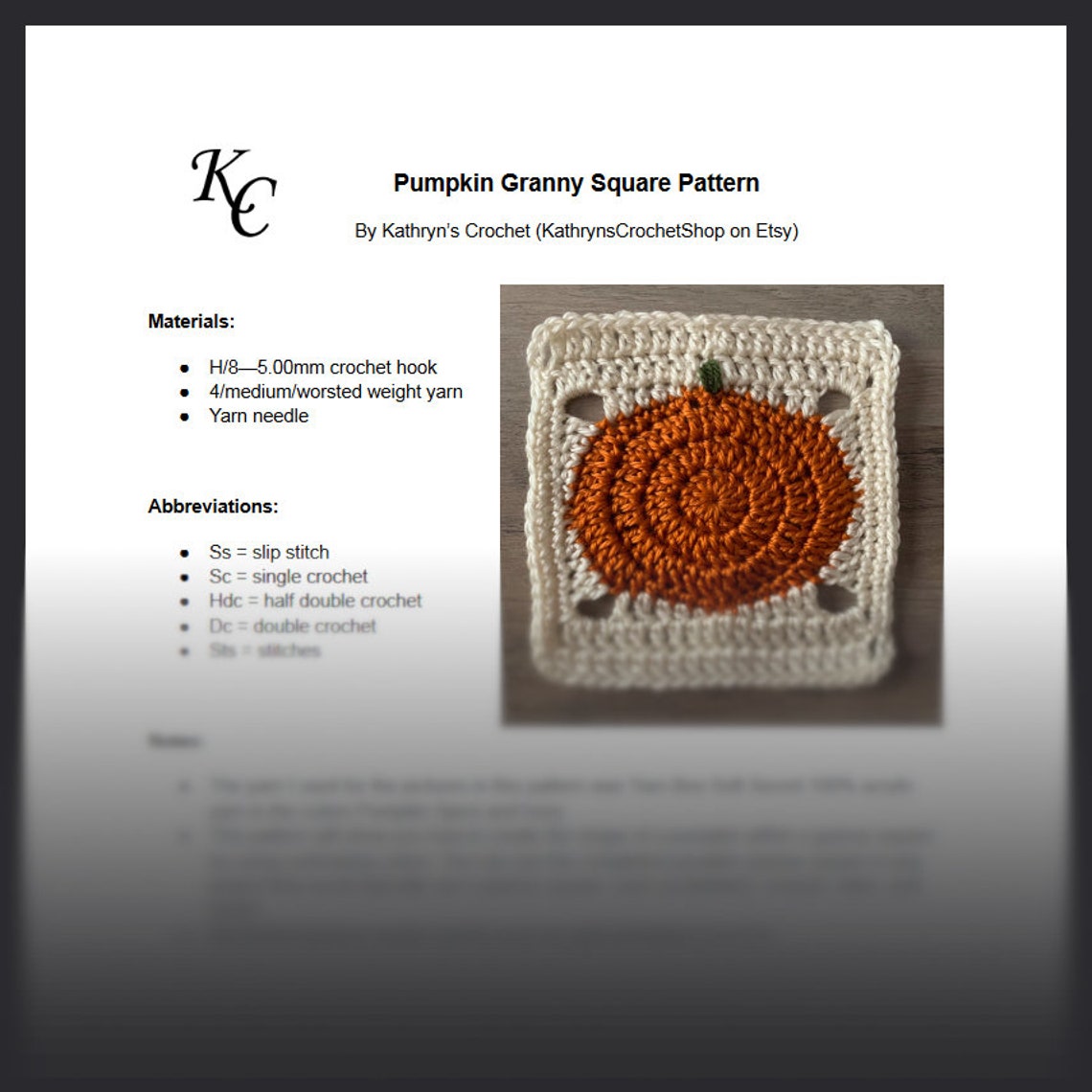 Pumpkin Granny Square Pattern - Etsy