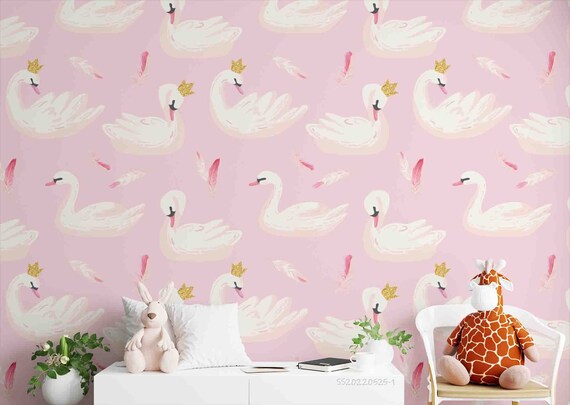 Pink Swan Seamless 3D Wallpaper Peel and Stick Removable - Etsy Pink Swan Seamless 3D Wallpaper Peel and Stick Removable - Etsy