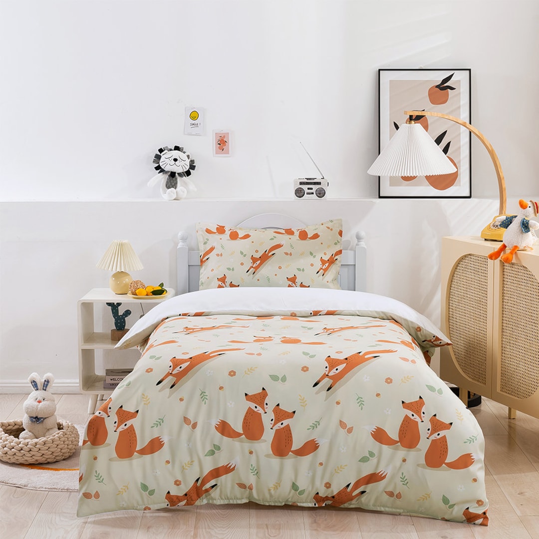 3D Animal Duvet Covers Set Fox Quilt Cover Leaf Bedding Set Etsy