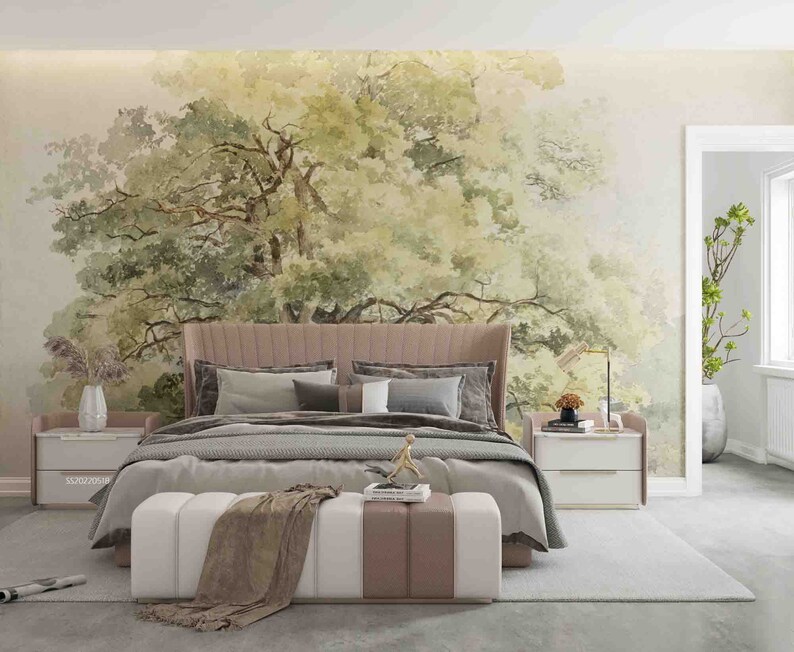 Oil Painting Big Tree 3D Wallpaper Peel and Stick Removable - Etsy UK