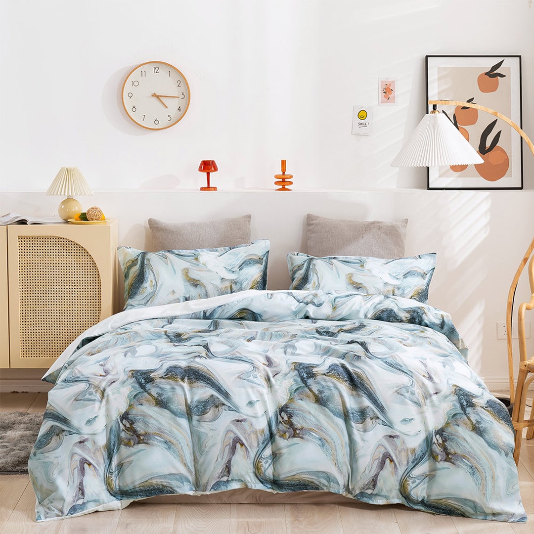 3D Marble Duvet Covers Set Texture Quilt Cover Grey Bedding Etsy